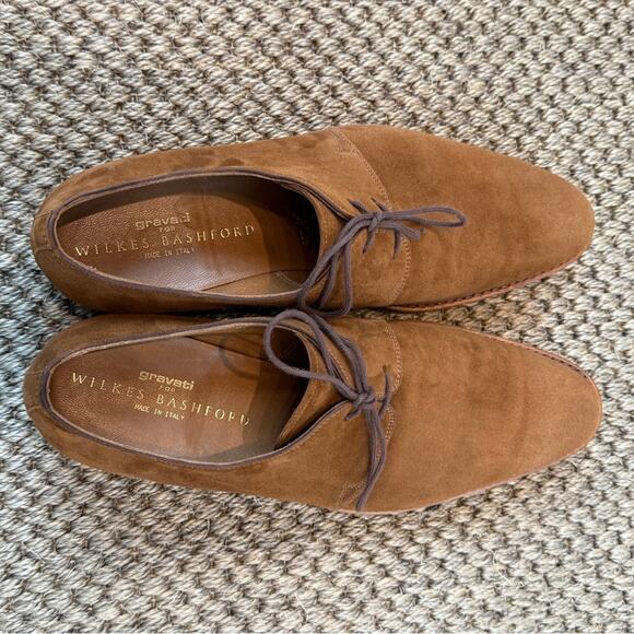 Men’s Gravati Brown Suede Lace Up Dress Shoe Size 8.5 Made in Italy - Picture 8 of 10